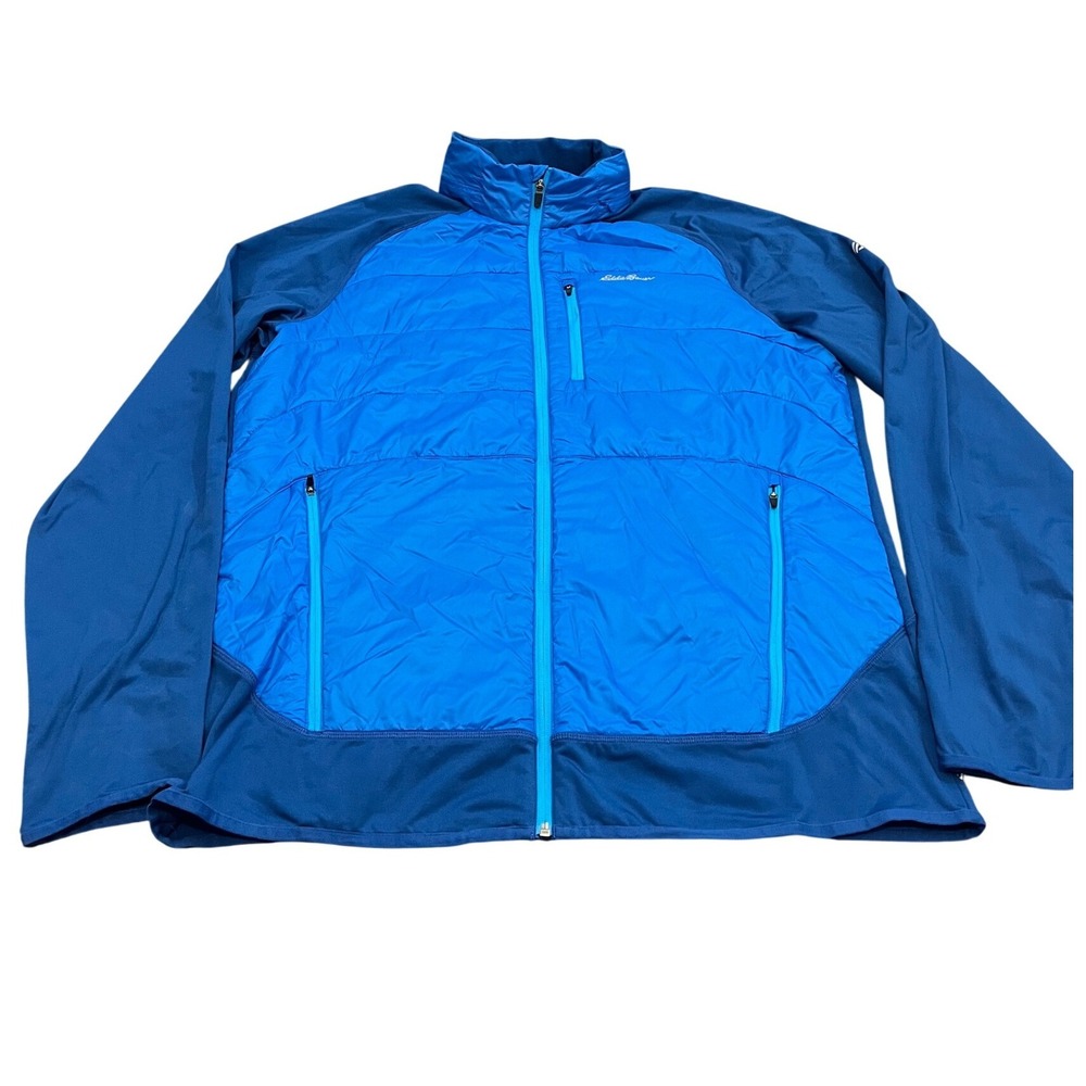 Eddie Bauer Jacket Mens TXL Blue Primaloft Insulated Hybrid Full Zip Puffer